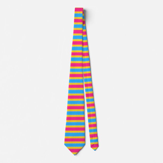 Gravata Narrow Stripe Pansexual Flag Neck Tie (Frente)