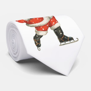 Gravata Natais vintages Victorian Santa Claus Ice Skater