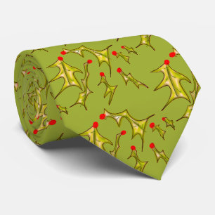 Gravata Natal Alegre Folhas de Natal no Verde do Grinch