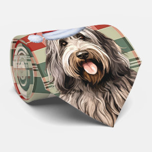 Gravata Natal da Xadrez de Natal do Cão Bergamasco