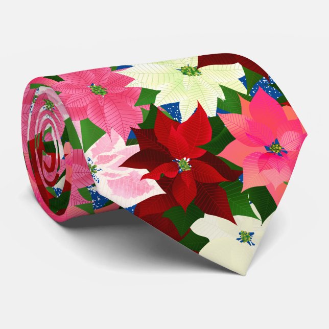 Gravata Natal de Poinsettia Multicolorida (Rolled)