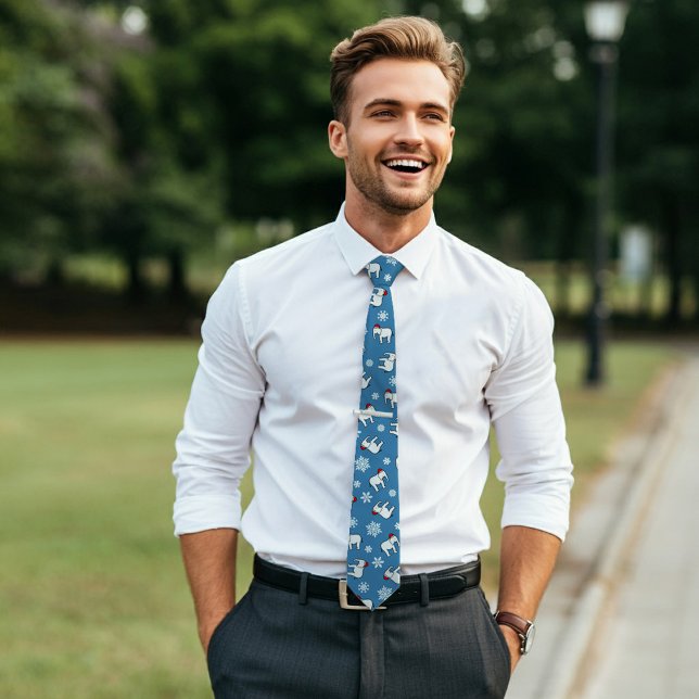 Gravata Natal do Partido Elefante Branco (Azul) (Wear it to a White Elephant Party or make it the gift you bring to the exchange!)