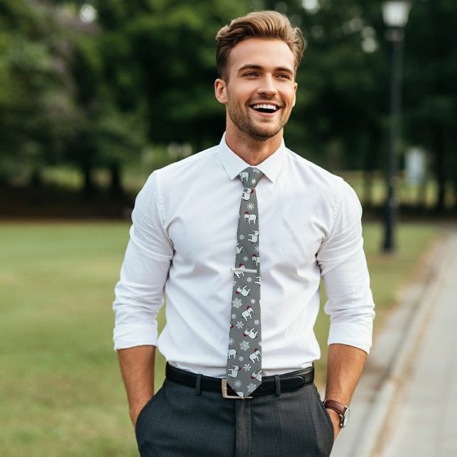 Gravata Natal do Partido Elefante Branco (Cinza) (Wear it to a White Elephant Party or make it the gift you bring to the exchange!)