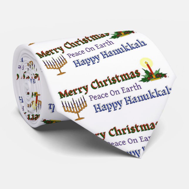 Gravata Natal Hanukkah (Rolled)