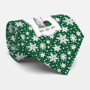 Gravata Natal Santa Hat Siberian Husky (prateado)