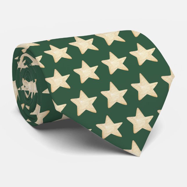 Gravata Natal Stars Green Neck (Rolled)