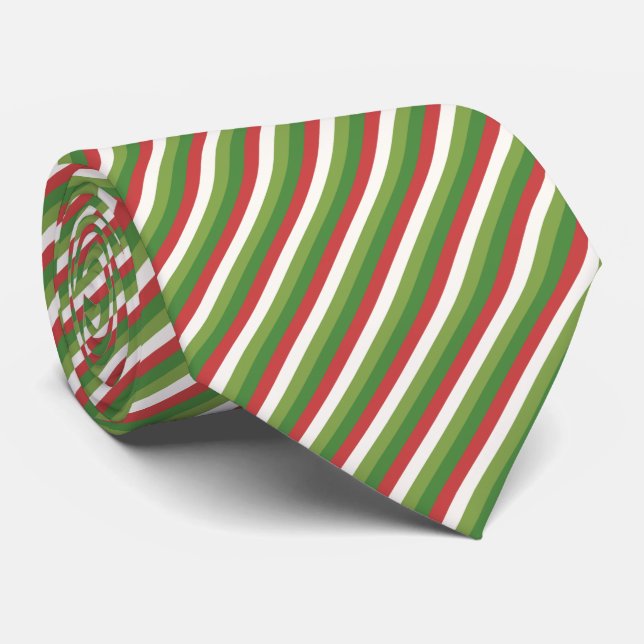 Gravata Natal Stripes Peppermint Feriado (Rolled)