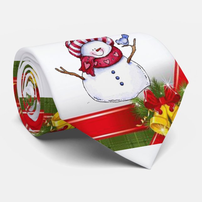 Gravata Natal Tie, Snowman (Rolled)
