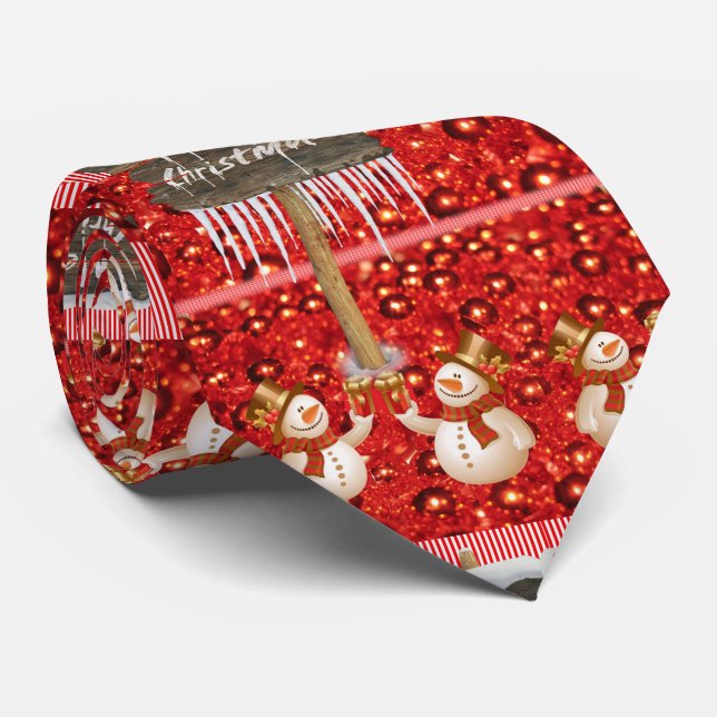 Gravata Natal Tie, Snowman (Rolled)