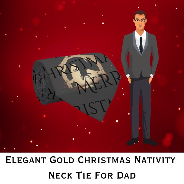 Gravata Natividade Dourada de Natal elegante (Elegant Gold Christmas Nativity Neck Tie)