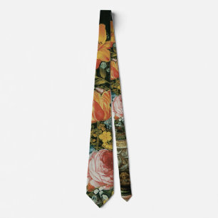 Gravata Natureza-morta Barroca Vintage Flores em um Vaso
