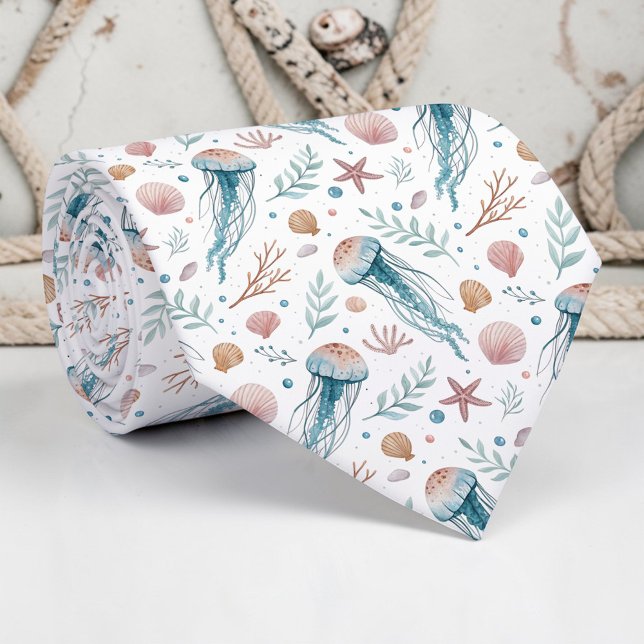 Gravata Nautical Sea Life Custom Necktie (Criador carregado)