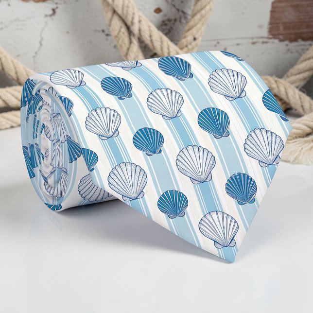 Gravata Nautical Seashells Custom Necktie (Criador carregado)