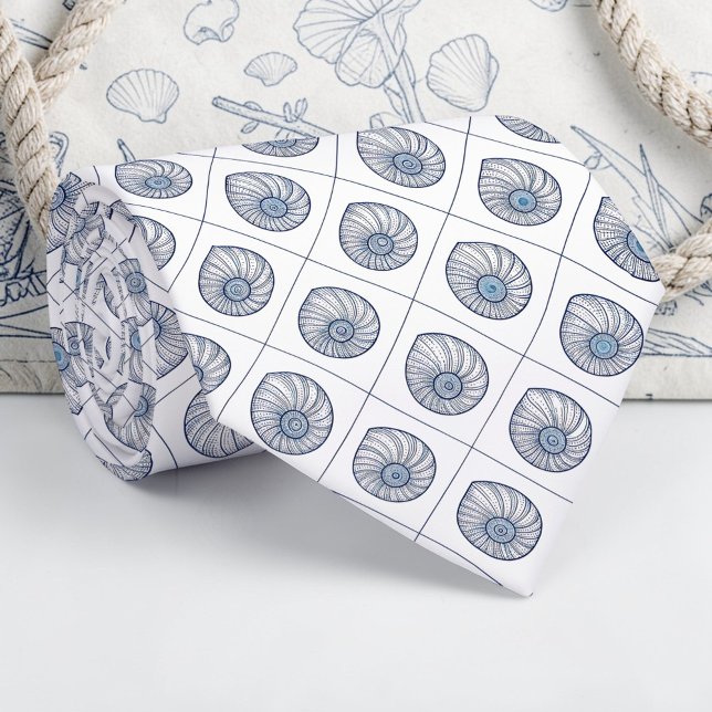 Gravata Nautical Seashells Custom Necktie (Criador carregado)