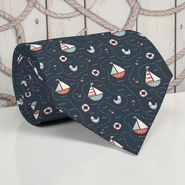 Gravata Nautical Ships Custom Necktie (Criador carregado)
