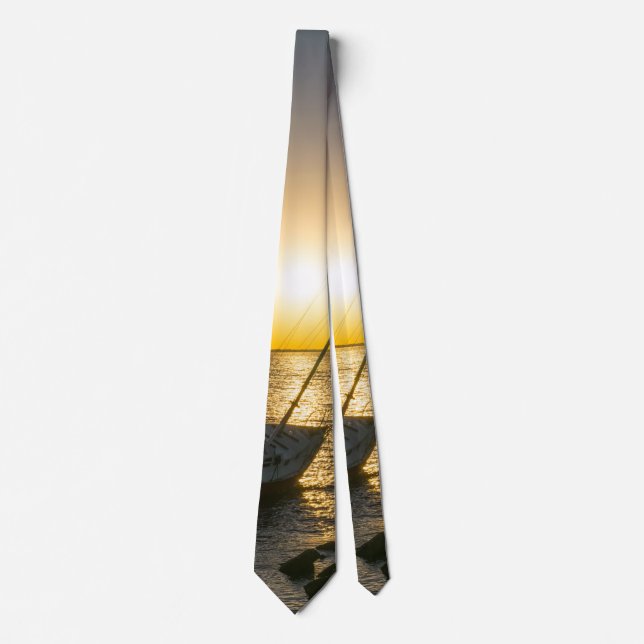 Gravata Navio de vela Sunset Navio no Golfo Breeze FL Tie (Frente)