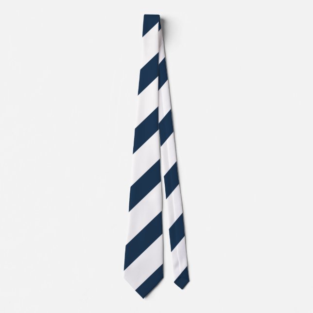 Gravata Navy Blue and White Stripes  (Frente)