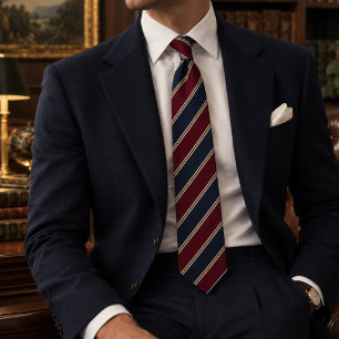 Gravata Navy Burgundy Gold Clássico Repp Listrado