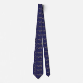 Gravata Navy com Linhas Abstratas Elegantes em Dou