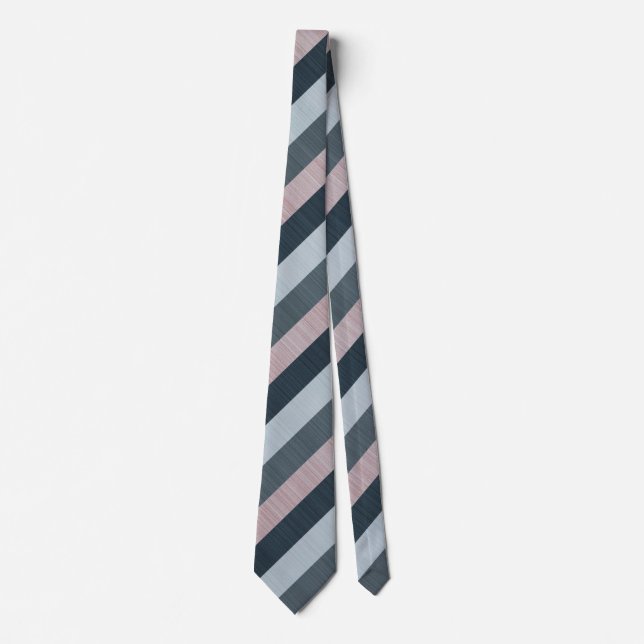 Gravata Navy Gray Pink Striped (Frente)