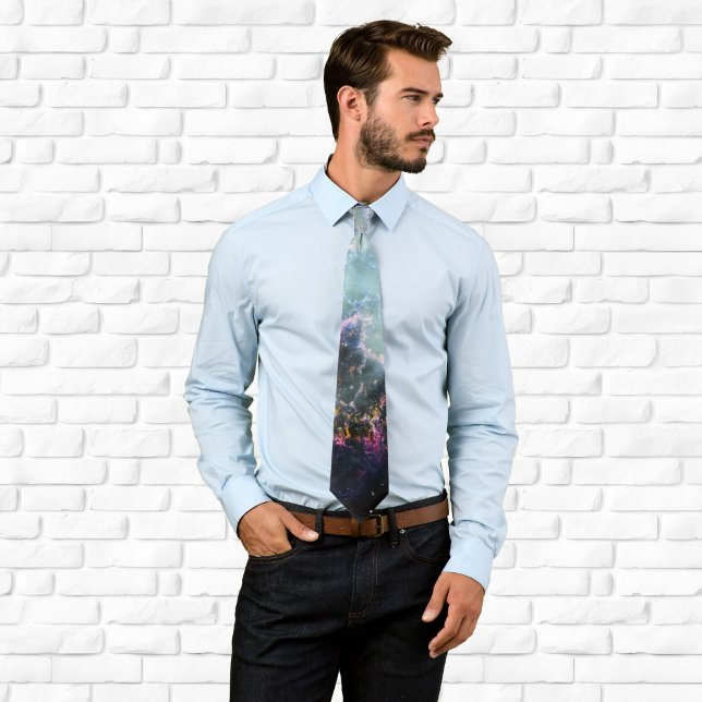 Gravata Nebulosa do Caranguejo Arco-íris (Rainbow Crab Nebula Neck Tie)