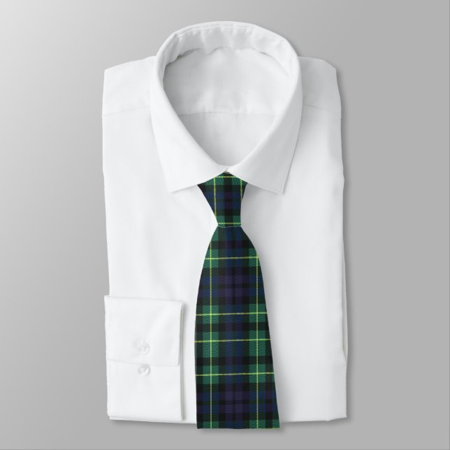 Gravata Neck Tie - Green Blue and Yellow Tartan (Amarrado)