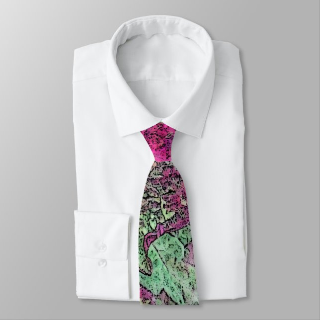 GRAVATA NECKTIE/ ABSTRATO/PLUM, PINK, VERDE E AMARELO (Amarrado)
