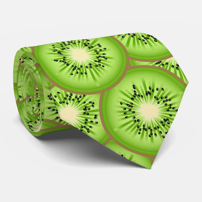 Gravata Necktie de padrão de Fruta Kiwi (Rolled)