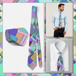 Gravata NECKTIE - É um Mundo Quadrado<br><div class="desc">Uma imagem cheia de quadrados em tons de azul, violeta, e muito mais, aparece nesta atraente gravata masculina (camisa e modelo não incluídos). A imagem cobrir toda a frente e atrás da gravata. Não pode ser removido ou substituído da frente (veja NOTA abaixo), mas pode ser reposicionado para uma aparência...</div>