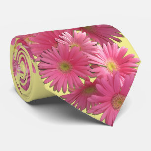 Gravata Necktie - Gerbera Daisies Rosa Escuro
