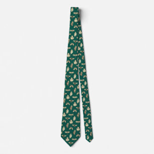 Gravata Necktie Nature Padrão verde e ouro
