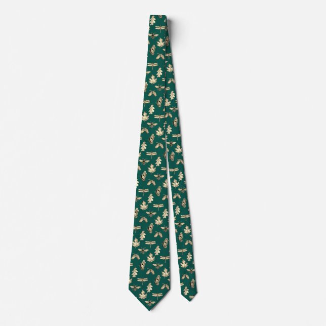 Gravata Necktie Nature Padrão verde e ouro (Frente)