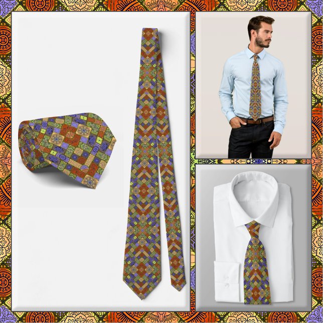 Gravata NECKTIE - Padrão Vermelho/Azul/Verde & Mais - Colo (Criador carregado)