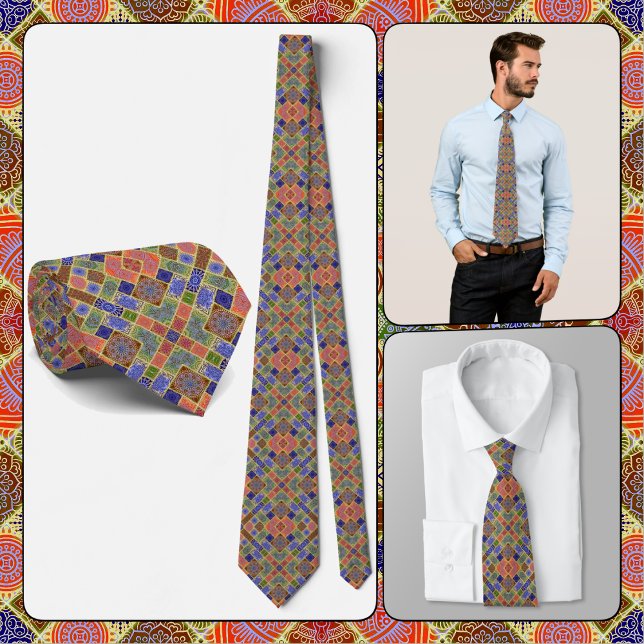 Gravata NECKTIE - Sombras de Azul, Amarelo Verde e Rosa (Criador carregado)