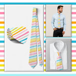 Gravata NECKTIE - Stripes em arco-íris de cores<br><div class="desc">Uma imagem com listras de muitas cores do arco-íris é mostrada nesta atraente gravata masculina (camisa e modelo não incluídos). A imagem cobrir toda a frente e atrás da gravata. Não pode ser removido ou substituído da frente (veja NOTA abaixo), mas pode ser reposicionado para uma aparência diferente. ► ►...</div>
