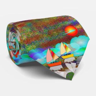 Gravata Nefrologista Artsy Sailboat Única #45