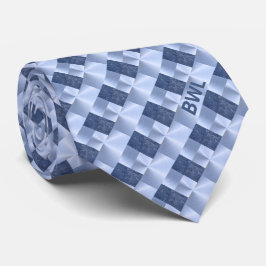 Gravata Negócios de Padrão de Bloco Azul Monogramado