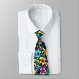 Gravata Neon Blossomo Vibrante no Jardim Lush
