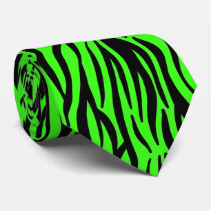 Gravata Neon Green Black Zebra tira Padrões coloridos