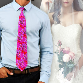 Gravata Neon Hawaiian Flowers Plumeria Frangipani Bold