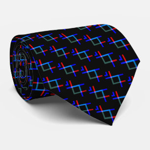 Gravata Neon Lines Blue Black Red Patterno