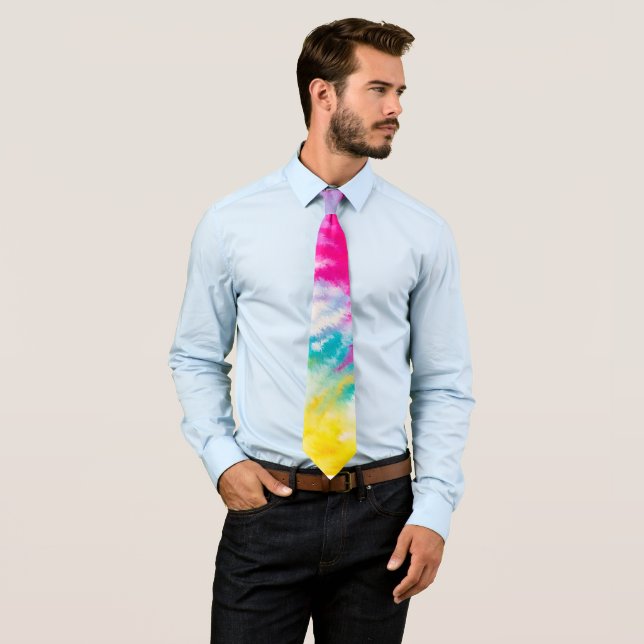 Gravata Neon Tie Dye Groovy Men's Neck Tie (In Situ)