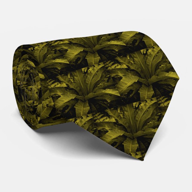 Gravata Nest Fern Necktie - Olive Green (Rolled)