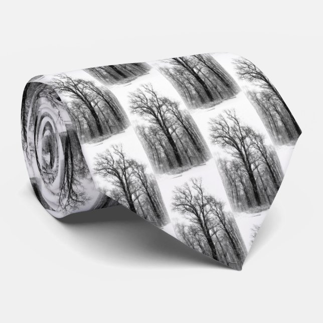 Gravata Neve de Inverno e Árvore Choupo (Rolled)