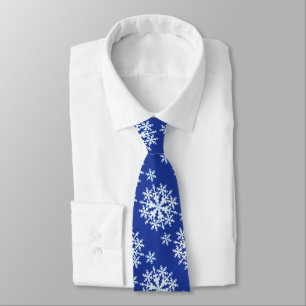 Gravata Neve Flakes Azul Branco