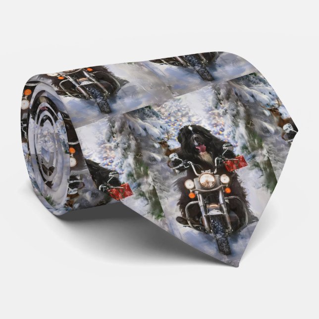 Gravata Newland Dog Riding Motorcycle Christmas (Rolled)