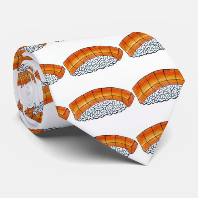 Gravata Nigiri Orange Salmon Sushi Rice Comida Japonesa (Rolled)