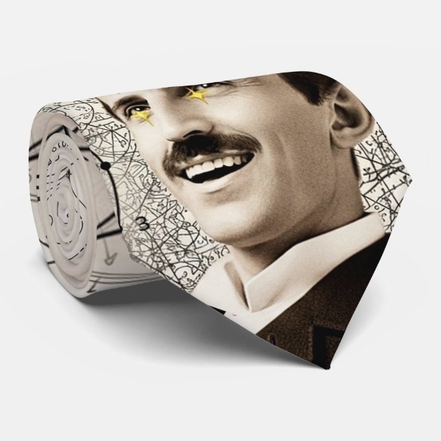 Gravata Nikola Tesla - 369 Chave para o Universo (Rolled)
