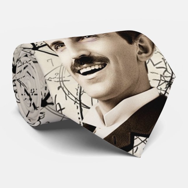 Gravata Nikola Tesla - Smiling - 369 Key for the Universe (Rolled)