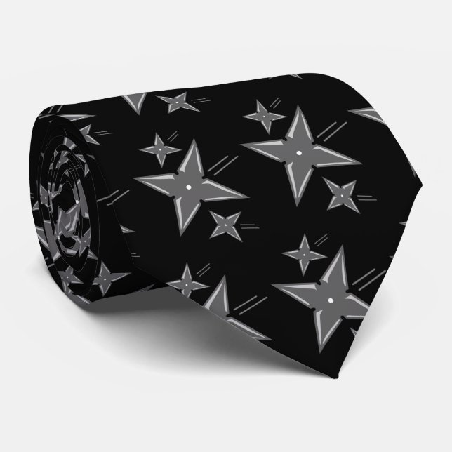 Gravata Ninja Star Tie (Rolled)